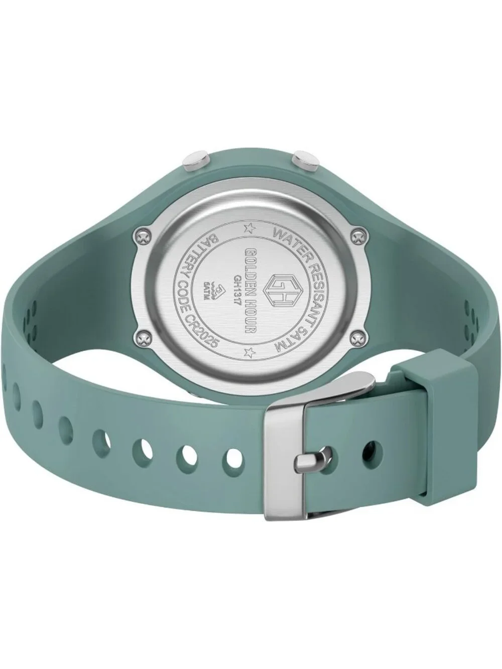 Women's Dark Green Waterproof Sport Digital Chronograph Silicone Strap Watches